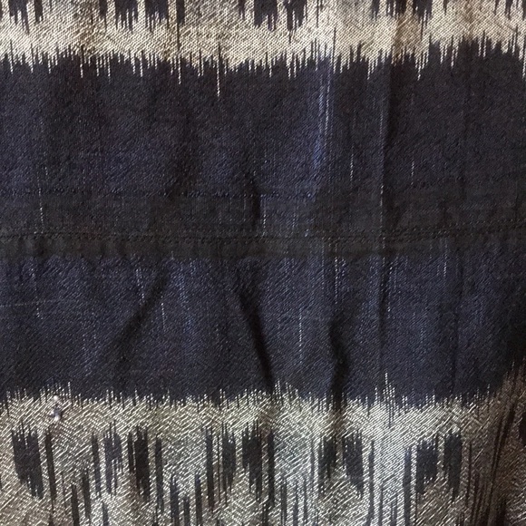 Silk vintage Ikat patterned maxi sheath dress size large navy and silver - Picture 3 of 5